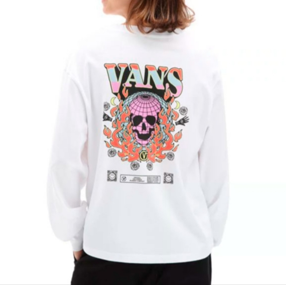 VANS WOMENS WORLDLY BLOUSANT LS T-SHIRT WHITE